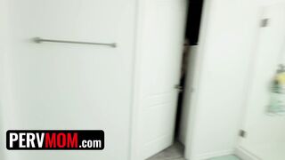 Shocked Teen Girlfriend Catches Her BF's Stepmother Sucking Him Off In The Bathroom - PervMom