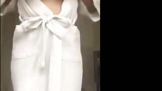 Latina with Big Natural Tits in a Robe