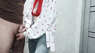 sexy stepmom jerks off stepson's cock