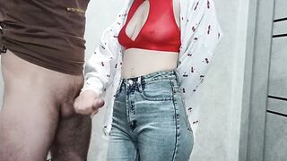 sexy stepmom jerks off stepson's cock