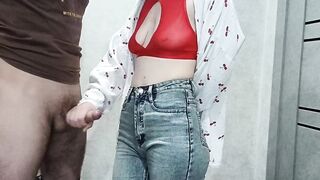 sexy stepmom jerks off stepson's cock