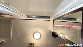 Solo Female Orgasms with a Dildo and Mirror