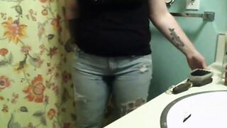 BBW Peeing in Her Pants on Webcam