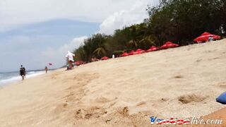 Sandy's Public Beach Adventure: BDSM, Toys & POV Fun!