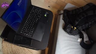 My stepsister caught me using my sex doll! she was so horny she had to join! - Abella olsen