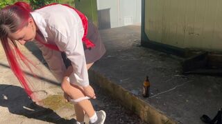 I caught my neighbor's daughter, a graduate, drinking and punished her with a bottle in her ass
