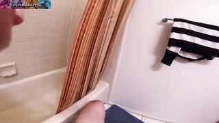 Stepmom catches stepson masturbating in the bathroom and helps him cum