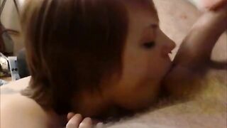 Deep-Throating Brunette Amateur Gives Blowjob