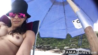 First-time Nudist Hesitates to Undress on Beach