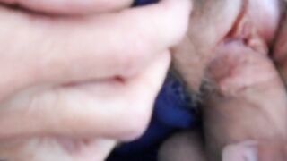 Hairy pussy girl gets fucked and filled with cum