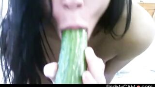 Black Girl Brianna Masturbates with Cucumber on Webcam