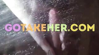 Long Nails, Big Tits Mature Russian's Cock Play & Blowjob in Shower