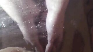 Long Nails, Big Tits Mature Russian's Cock Play & Blowjob in Shower