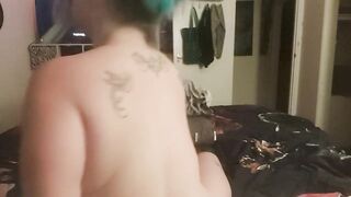 Big-Tit Goth MILF Plays with Her Body