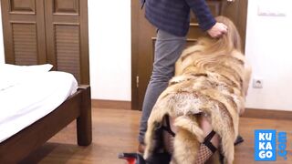 Redhead in Fur Coat: BDSM Anal and Orgasm with Sex Toys
