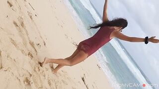 Public Beach Butt Plug Insertion by a Solo Female