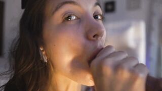 Cute Babe Chokes on a Huge Dildo - Deepthroat Drooling Blowjob Solo