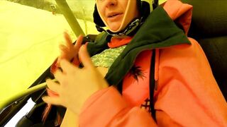 Exhibitionist Skiing: Blonde Flashes in Cable Car -2